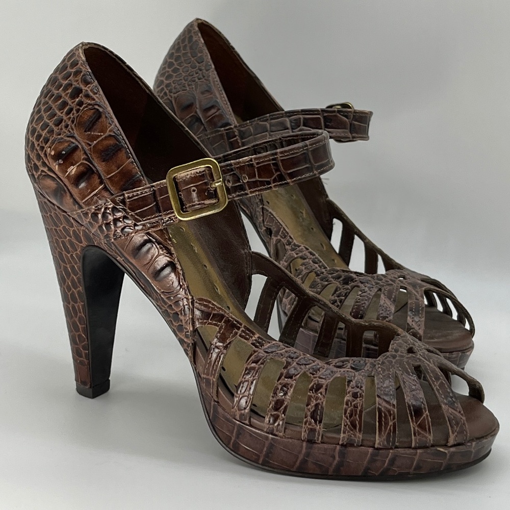 BCB GIRLS Brown Leather, Snake Print High Heels  6M